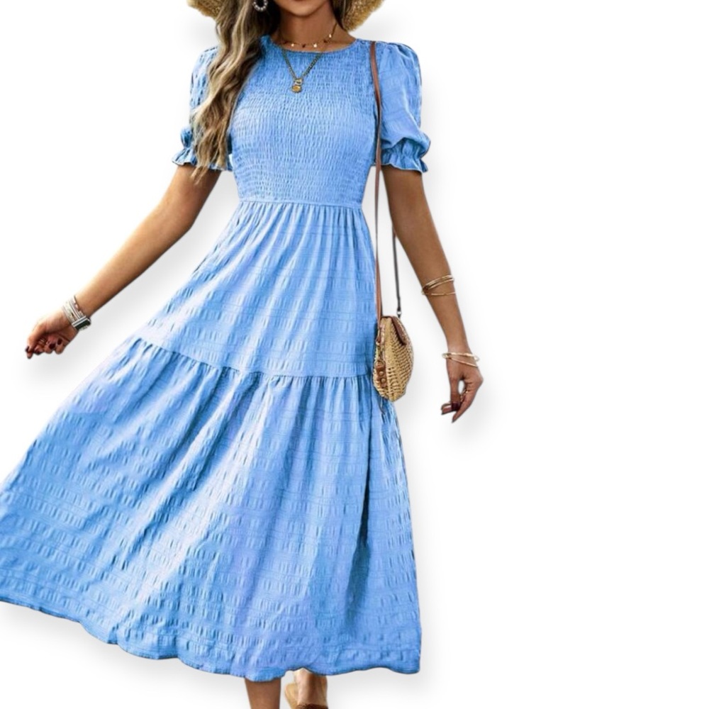 Lesty Blue Seersucker Midi Dress - Picture 3 of 8